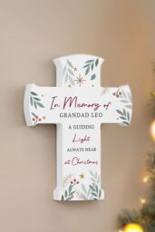 Personalised Memento Company Personalised Christmas Wooden Cross Ornament in White - thumbnail 3