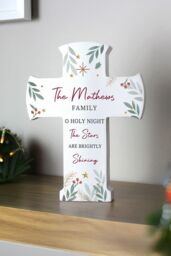 Personalised Memento Company Personalised Christmas Wooden Cross Ornament in White - thumbnail 4