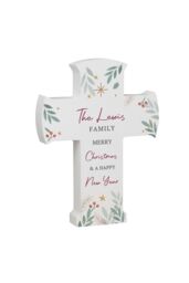Personalised Memento Company Personalised Christmas Wooden Cross Ornament in White
