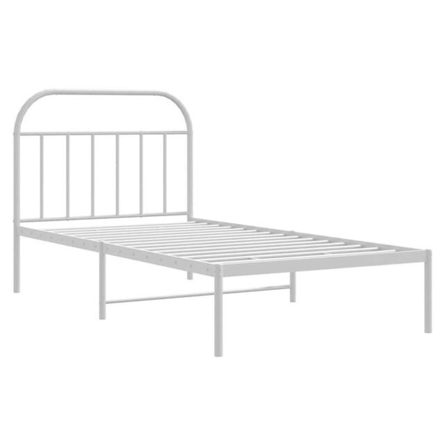 Berkfield Home Metal Bed Frame with Headboard White 100x200 cm - image 1