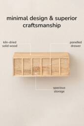 MH London Solid Wood Floating Wall Storage Shelf with Push-to-Open Drawer - Arlo in Natural - thumbnail 3