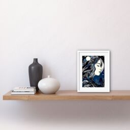 Artery8 Wall Art Print New Moon Goddess Winter Moonlit Witchy Forest Starry Night Mother Nature Boho Patterns Artwork Framed 9X7 Inch - thumbnail 2