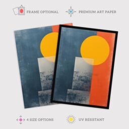 "Wee Blue Coo Wall Art Print Mustard On Steel Abstract Textured Style Living Room Framed - Size: W12"" x H16""" - thumbnail 2