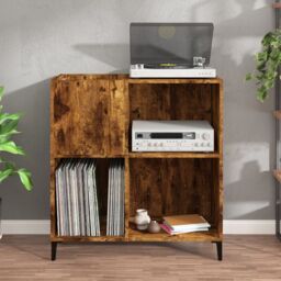 Berkfield Home Record Cabinet Smoked Oak 84.5x38x89 cm Engineered Wood in Brown - thumbnail 3