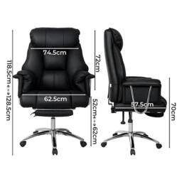 Levede Executive Office Chair Wide Spring Cushion Recliner Footrest in Black - thumbnail 4