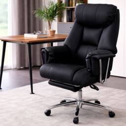 Levede Executive Office Chair Wide Spring Cushion Recliner Footrest in Black - thumbnail 3