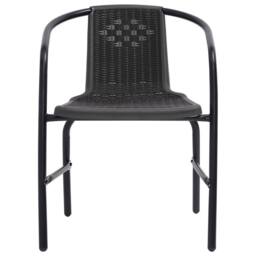 Berkfield Home Sturdy Garden Chairs 4 pcs Plastic Rattan & Steel 110 kg in Black - thumbnail 1