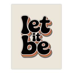 "Artery8 Let It Be Funky Retro Rainbow Font Typography Wall Art Print in Beige - Size: W12"" x H16""" - thumbnail 1