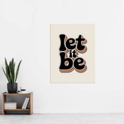 "Artery8 Let It Be Funky Retro Rainbow Font Typography Wall Art Print in Beige - Size: W12"" x H16""" - thumbnail 4