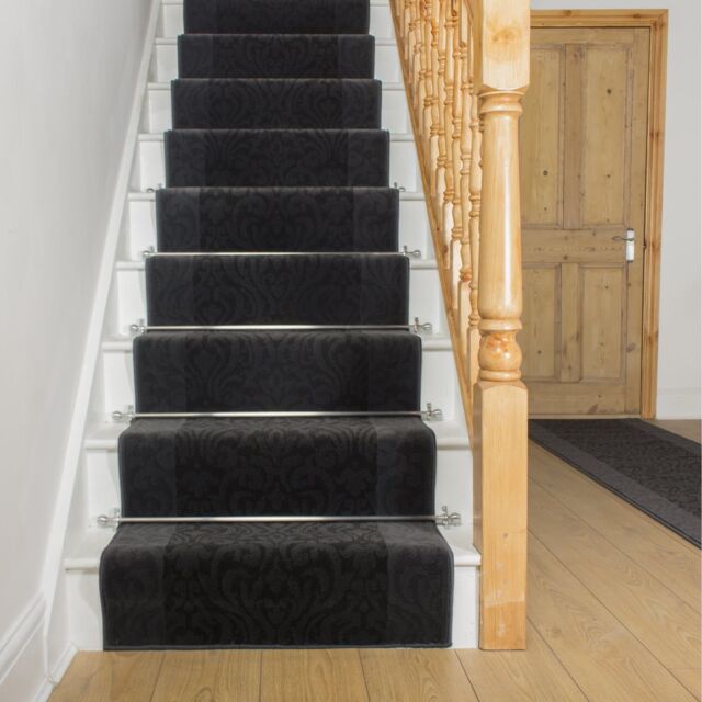runrug Grey Baroque Stair Carpet Runner - Size: 60 cm x 450 cm - image 1