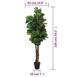 Berkfield Home Artificial Fiddle Leaf Fig Tree 180 Leaves 150 cm Green - thumbnail 5