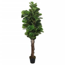 Berkfield Home Artificial Fiddle Leaf Fig Tree 180 Leaves 150 cm Green - thumbnail 1