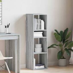 Berkfield Home Decorative Book Cabinet Grey Sonoma 34x31x112 cm Engineered Wood - Size: 34 x 31 x 112 cm - thumbnail 1