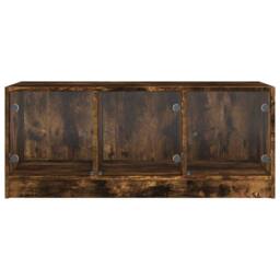 Berkfield Home Coffee Table with Glass Doors Smoked Oak 102x50x42 cm in Brown - Size: 102 x 50 x 42 cm - thumbnail 6