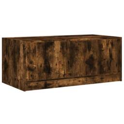 Berkfield Home Coffee Table with Glass Doors Smoked Oak 102x50x42 cm in Brown - Size: 102 x 50 x 42 cm - thumbnail 8