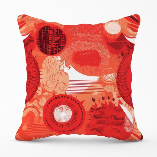 Warren Reed - Designer Abstract Red Sun pattern Outdoor Cushion - Size: 45 cm x 45 cm - image 1