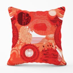 Warren Reed - Designer Abstract Red Sun pattern Outdoor Cushion - Size: 45 cm x 45 cm - thumbnail 1