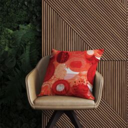 Warren Reed - Designer Abstract Red Sun pattern Outdoor Cushion - Size: 45 cm x 45 cm - thumbnail 2