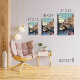 "Artery8 Bridge Of Sighs Cambridge Cam River Canvas Wall Art Print in Blue - Size: W18"" x H24""" - thumbnail 4