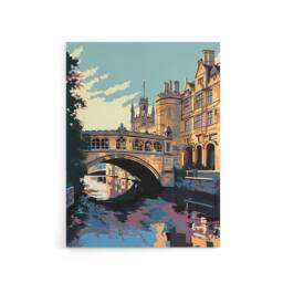 "Artery8 Bridge Of Sighs Cambridge Cam River Canvas Wall Art Print in Blue - Size: W18"" x H24""" - thumbnail 1