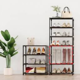 VOGREX /4-Tier Shoe Rack, Slim & Narrow, Free-Standing, Tall Organizer Shelf in Black - thumbnail 5