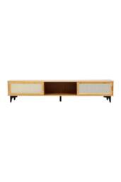 H&O Direct Wooden TV Sand with Sliding Doors in Brown - thumbnail 4