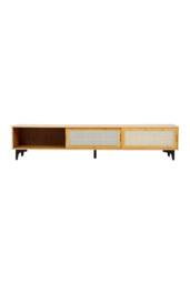 H&O Direct Wooden TV Sand with Sliding Doors in Brown - thumbnail 5