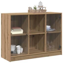 Berkfield Home Sideboard Artisian Oak 102x37x75.5 cm Engineered Wood in Brown - thumbnail 1
