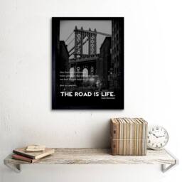"Artery8 Jack Kerouac Road Is Life Quote Home Decor 12x16"" Framed Art Print in Black - Size: W12"" x H16""" - thumbnail 2
