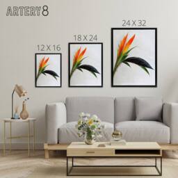 "Artery8 Bird Of Paradise Tropical Flower Framed Canvas Wall Art Print - Size: W12"" x H16""" - thumbnail 4