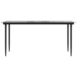 Berkfield Home Garden Dining Table Black 160x80x74cm Steel & Tempered Glass - Size: 160 x 80 x 74 cm - thumbnail 3
