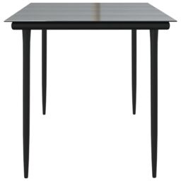 Berkfield Home Garden Dining Table Black 160x80x74cm Steel & Tempered Glass - Size: 160 x 80 x 74 cm - thumbnail 4