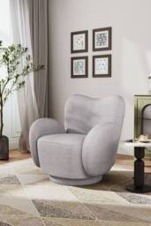 Living and Home Chenille Upholstered Swivel Chair Armchair in Grey