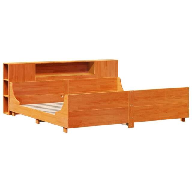 Berkfield Home Full Bed Frame without Mattress Wax Brown 200x200 cm Solid Wood Pine - image 1