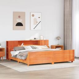 Berkfield Home Full Bed Frame without Mattress Wax Brown 200x200 cm Solid Wood Pine - thumbnail 2
