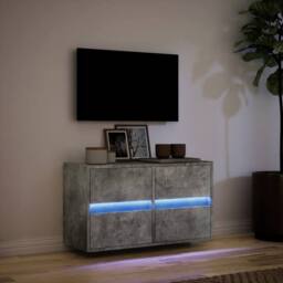 Berkfield Home TV Wall Cabinet with LED Lights Concrete Grey 80x31x45 cm - Size: 80 x 31 x 45 cm - thumbnail 5