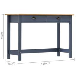 Berkfield Home Console Table Hill with 2 Drawers Grey 110x45x74 cm Solid Pine Wood - Size: 110 x 45 x 74 cm - thumbnail 6