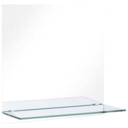 Berkfield Home Wall Mirror with Shelf 60x60 cm Tempered Glass in Silver - thumbnail 2