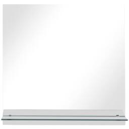 Berkfield Home Wall Mirror with Shelf 60x60 cm Tempered Glass in Silver - thumbnail 3