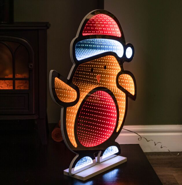 40cm Light Up Waving Santa Infinity Light Christmas Decoration With