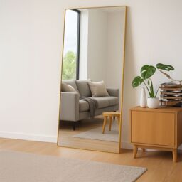 Agenzia 14 Modern Gold Metal Rectangle Frame Leaner Mirror 200cm x 100cm - Size: XL