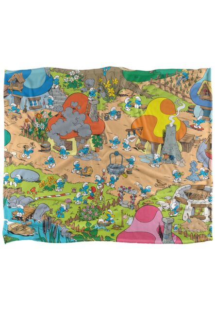 The Smurfs Smurf Village Silky Touch Super Soft Throw Blanket 152 X 127 cm in White - image 1