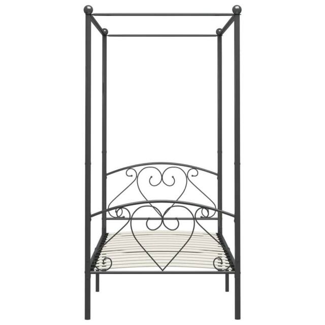 Berkfield Home Elegant Canopy Bed Frame Grey Metal 120x200 cm - Size: Small Double - image 1