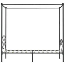 Berkfield Home Elegant Canopy Bed Frame Grey Metal 120x200 cm - Size: Small Double - thumbnail 4