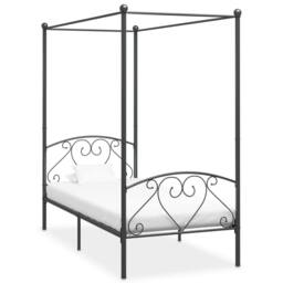 Berkfield Home Elegant Canopy Bed Frame Grey Metal 120x200 cm - Size: Small Double - thumbnail 2