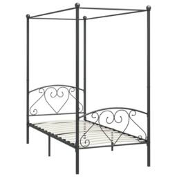 Berkfield Home Elegant Canopy Bed Frame Grey Metal 120x200 cm - Size: Small Double - thumbnail 3