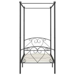 Berkfield Home Elegant Canopy Bed Frame Grey Metal 120x200 cm - Size: Small Double - thumbnail 1
