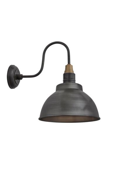 Industville Swan Neck Dome Wall Light, 13 Inch, Pewter, Pewter Holder in Dark Grey - image 1