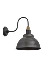 Industville Swan Neck Dome Wall Light, 13 Inch, Pewter, Pewter Holder in Dark Grey - thumbnail 2
