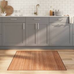 Berkfield Home Rug Square Natural100x100 cm Bamboo in Brown - Size: Medium - thumbnail 2
